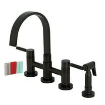Kingston Brass KS8265DKLBS Kaiser Two-Handle 4-Hole Deck Mount Bridge Kitchen Faucet with Brass Side Sprayer in Oil Rubbed Bronze