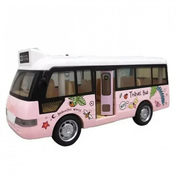 Bamboohart Kids Sound Light Tour School Bus Model Boy Girl Toy Die Cast Metal Little Cars Cars City Bus Friction Powered Play Toys Gift