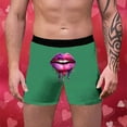 thumbnail image 2 of Yuncity Mens Valentines Day Boxer Briefs Underwear 3D Lip Print Breathable Personality Fashion Breathable Underpants Green Xl, 2 of 4