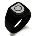 thumbnail image 1 of Stainless Steel Annulet Fidelity Coat of Arms Shield Engraved Square Flat Top Biker Style Polished Signet Ring, 1 of 1