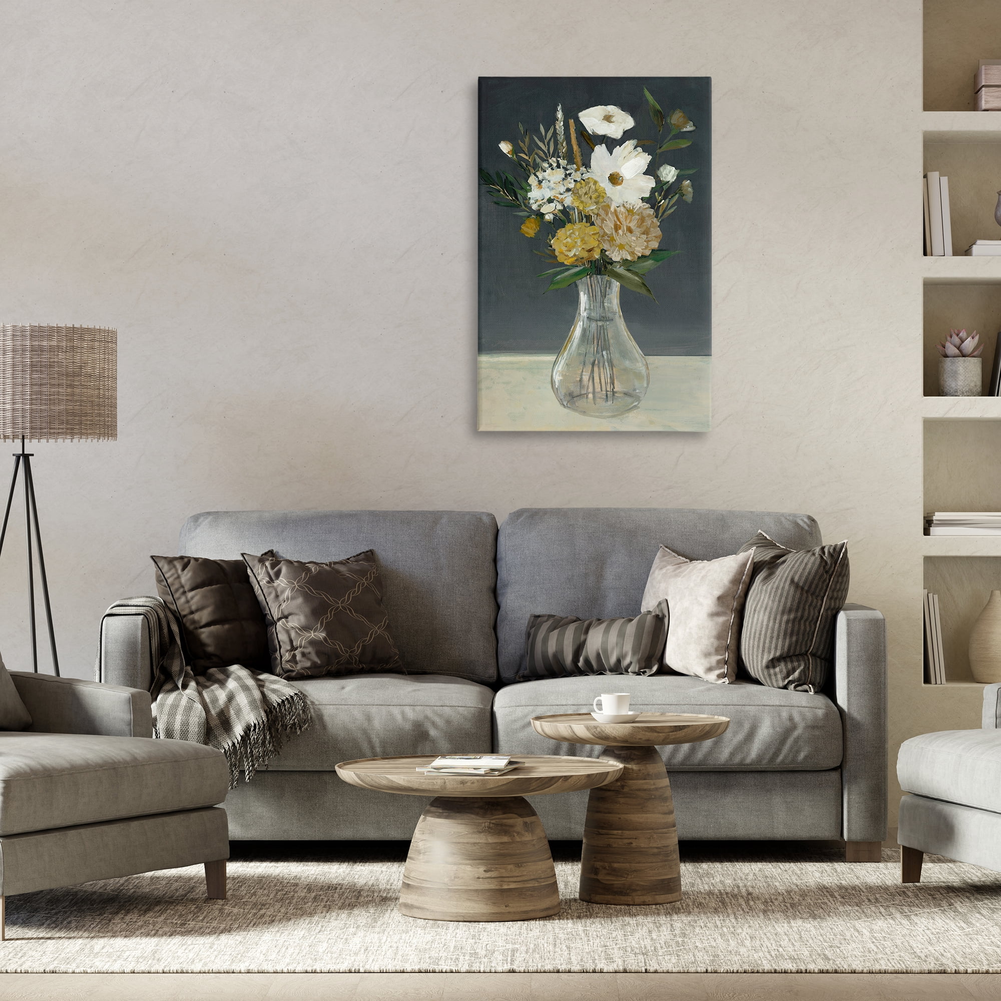 Stupell Industries Earthy Floral Vase Plants & Flowers Painting Wrapped Canvas Art Print Wall Art, 24 x 36