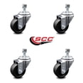 thumbnail image 2 of 3.5 Inch Soft Rubber Wheel Swivel 12mm Threaded Stem Caster Set SCC, 2 of 2