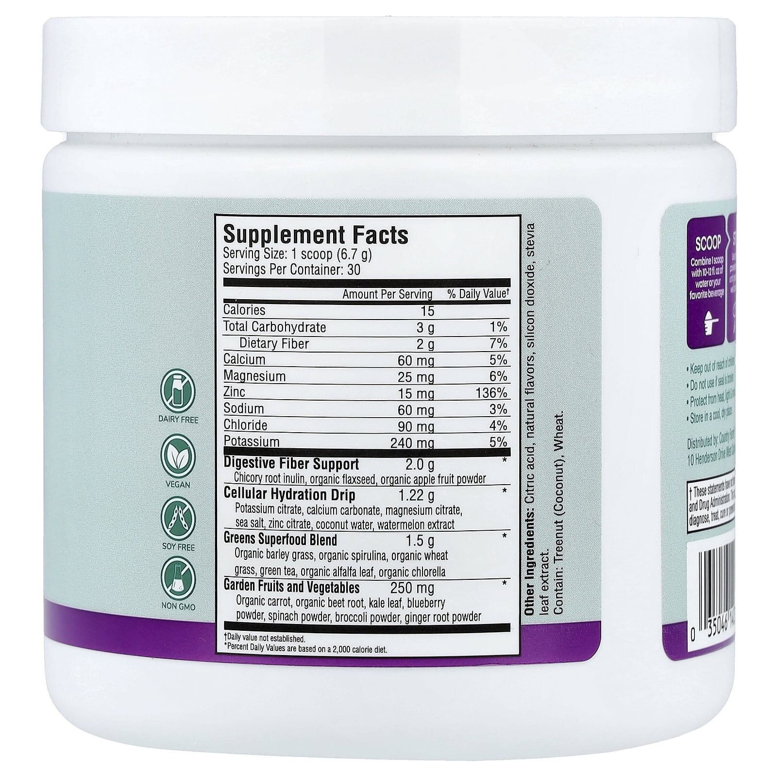 Country Farms Refreshers, Super Greens + Electrolytes, Passion Fruit, 7.09 oz (201 g)
