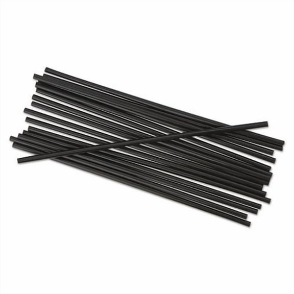 Single-Tube Stir-Straws, 5.25", Polypropylene, Black, 1,000/pack, 10 Packs/carton | Bundle of 2 Cartons