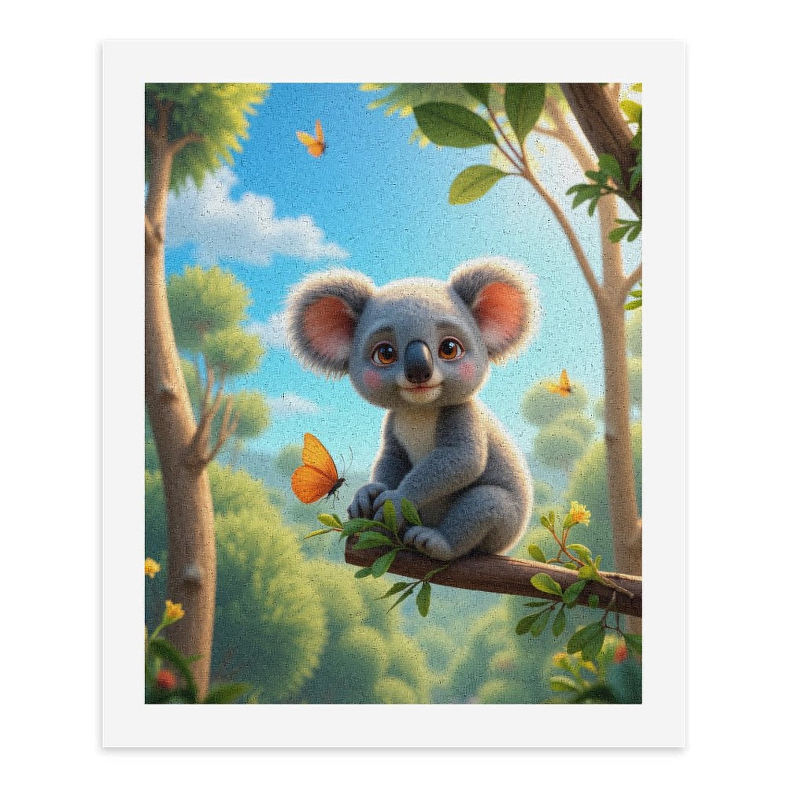 Paint by Numbers Kit for Adults, Cute Koala Butterfly Forest Scene Paint by Numbers, Easy Paint by Numbers Kit for Adults Beginner, DIY Adult Paint by Number Kits on Canvas, Home Decor
