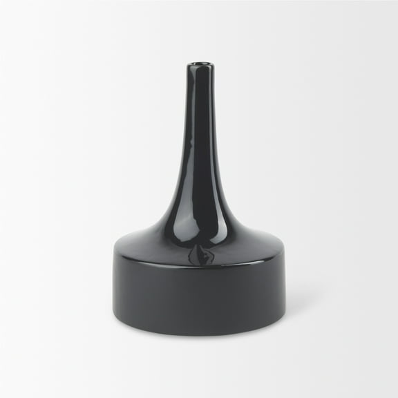 Mercana Burton 11.6H Medium Glossy And Matte Black Ceramic Jug Vase