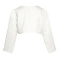 thumbnail image 2 of Yartina Girls Long Sleeves Bolero Shrug Flower Girls Dress Jacket Wedding Banquet Ivory 130, 2 of 5