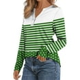 thumbnail image 4 of Womens Long Sleeve Henley Tops, Comdrip Long Sleeve Striped Shirts for Women Casual Loose Fit Button Down V Neck Tops Plaid Polka Tees Fall Work Blouse Womens Tops Dressy Casual Green XL, 4 of 5