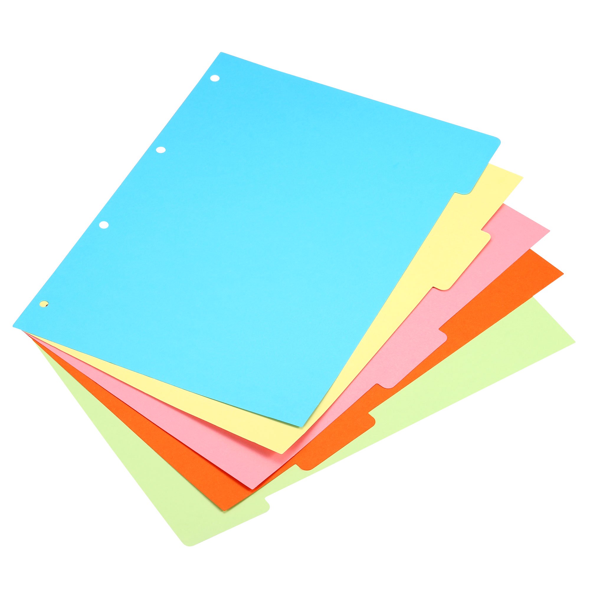 Lot 4 Intercalaires A4 Poche + Onglets Colorés - 20 Onglets Plastique 30 Trous - Bureau École Organisation