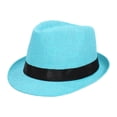 thumbnail image 2 of VOUZZA Kids Unisex Jazz Hat Linen Straw Short Brim Fedora Caps Children Breathable UV Protection Sun Screen Jazz Panama Top Hats, 2 of 3