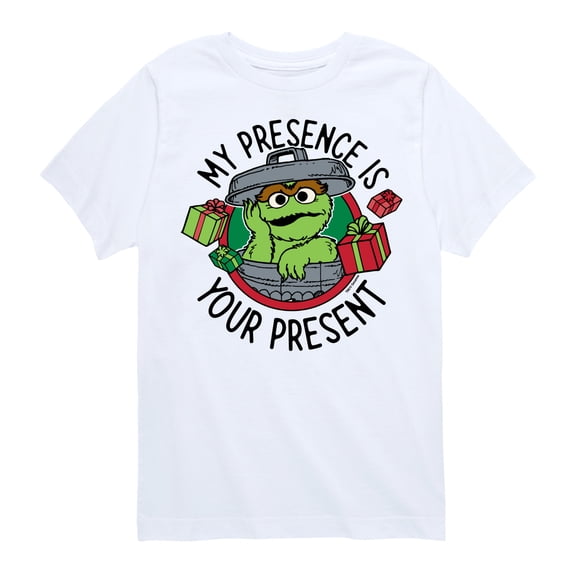Sesame Street - Oscar My Presense is Your Present Short Sleeve Graphic T-Shirt