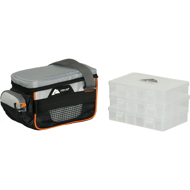 Ozark Trail 3500 Tackle Bag with Trays, Gray, Polyester Ozark Trail 3500 Tackle Bag with Trays, Gray, Polyester