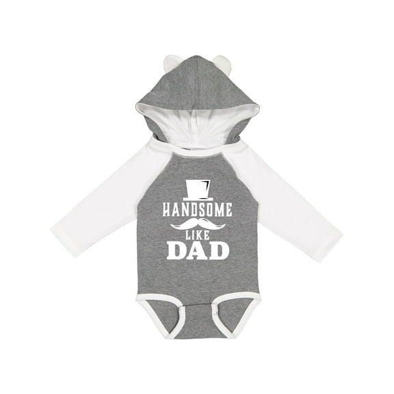 Inktastic Handsome Like Dad with Top and Mustache Boys Long Sleeve Baby Bodysuit