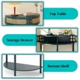 thumbnail image 4 of Console Table, End Table, Half Moon Design with 2 Sliding Rattan Doors and Bottom Shelf for Entryway or Living Room, Antique Green, 4 of 5