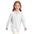 thumbnail image 3 of Uniform Shirts for Girls 10-12 Long Sleeve Pique Polo Shirt with Collar Button Down Kids Uniforms for Girls Moisture-Wicking Classic Girls Top, 3 of 7