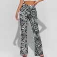 thumbnail image 4 of Oplxuo Flare Leggings for Women Vintage Ethnic Bell Bottom Stretch High Waisted Lounge Yoga Pants, 4 of 7