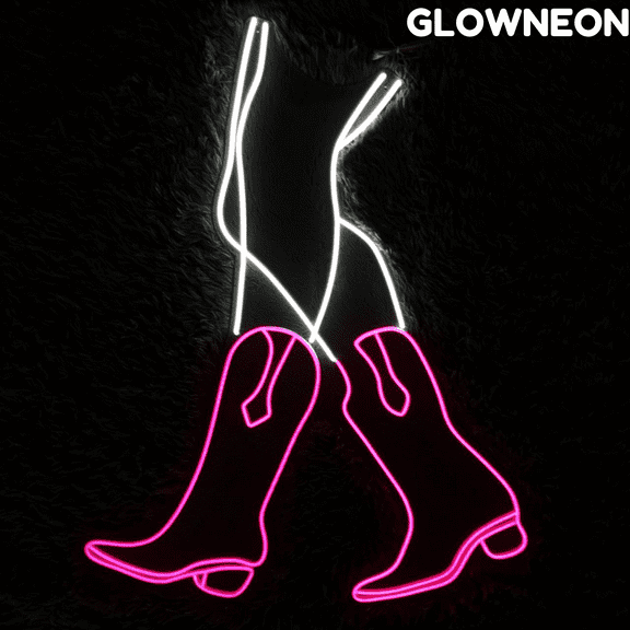 Glowneon Cowgirl Legs With Boots Neon Sign, Sexy Cowgirl Wall Led Art