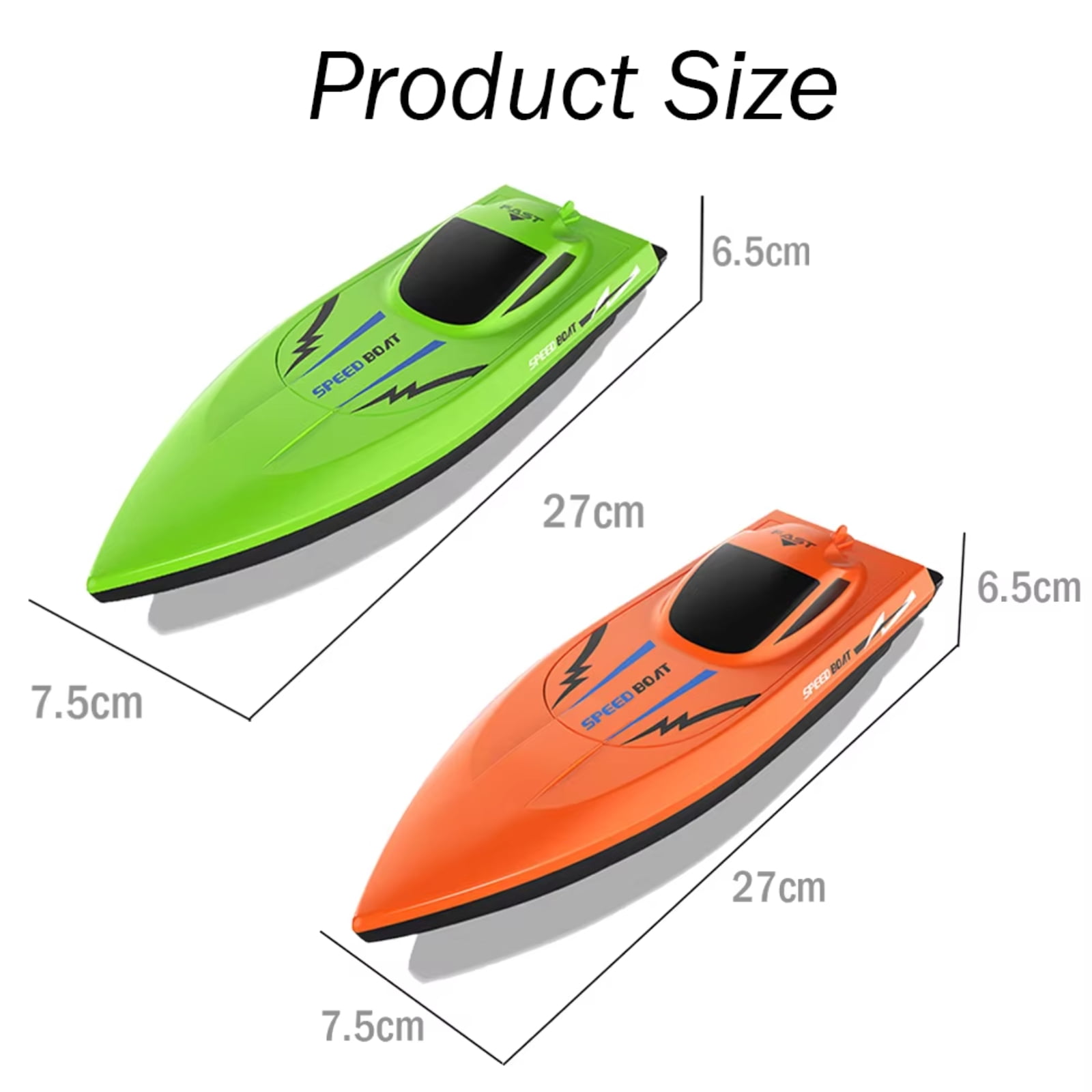 Unbranded Remote Control Boat 2 pack, 2.4G Dual Motor RC Speedboat for Pools and Lakes, Waterproof Outdoor Water Toy for Boys and Girls Age 6+, Orange & Green
