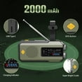 thumbnail image 3 of Newest Prociv Solar Emergency Wind Up Radio, Portable Hand Crank AM/FM Radio with SOS Alarm LED Torch, 2000mAh Rechargeable Power Bank USB Phone Charger Flashlight for Camping (Green), 3 of 9