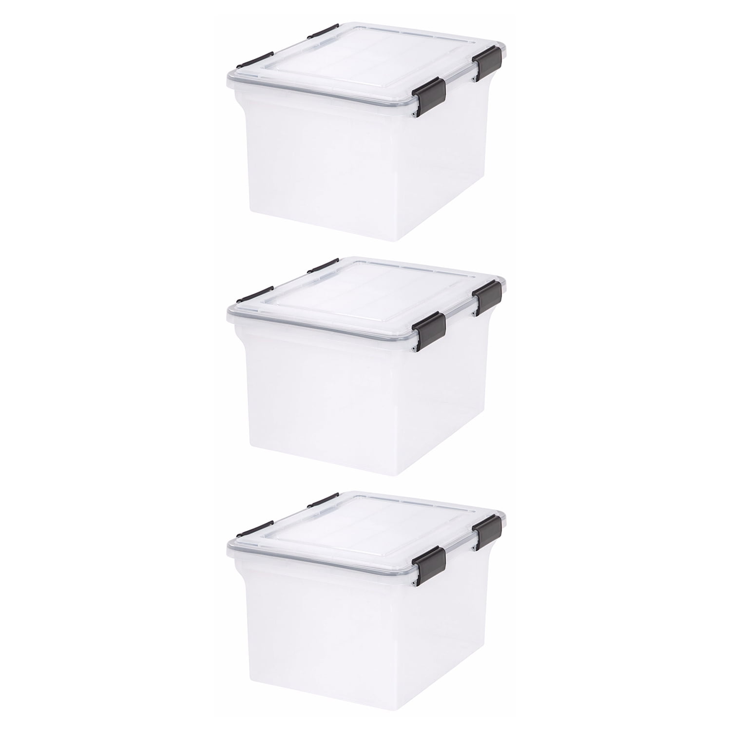 IRIS USA Letter and Legal Size File Box Storage Container, Clear (3