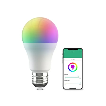 BroadLink Smart Bulb, 10W RGB Dimmable Wi-Fi LED Smart Light Bulbs Color Changing A19 800lm, Works with Google Home, Siri and IFTTT, No Hub Required (1-Pack)