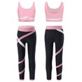 thumbnail image 5 of Nyeemya Kids Girls 2 Piece Tracksuit Sleeveless U Neck Tank Top Sport Bra with Colorblock Legging Set Pink 12, 5 of 6