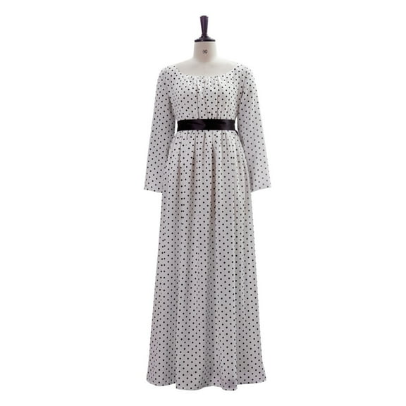 Medieval Polka Dot Regency Dress Vintage Ball Gown Victorian Era High-Waisted Tea Dress
