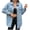 Light Blue, variant on Women's Denim Jacket, Casual Fashion Solid Color Outerwear, Turndown Collar Long Sleeve Jean Jackets, Lightweight Spring Summer Coat for Daily Wear