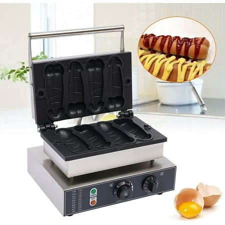 

Miumaeov Commercial Nonstick French Hot Dog Waffle Maker 1.6kW 5Pcs Electric Hot Dog Waffle Maker Machine Non-Stick Stainless Steel for Restaurant Fast Food Equipment