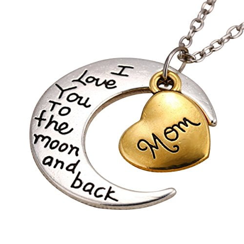 Art Attack Art Attack Memory Of Mom Mother Mum Love You To The Moon Back Memorial Pendant Parent Charm Necklace Walmart Com Walmart Com