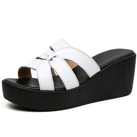 

Earlde Wedges Shoes for Women Sandals 2022 Summer Open Toe Breathable Beach Sandals Slip-On Straw Casual Wedges Shoes