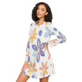 thumbnail image 3 of FORMRS Womens Long Sleeve Nightgowns Crew Neck Sleep Shirt Soft Pajamas Sizes S-3XL, Blue Retro Flower, 3 of 8