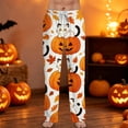 thumbnail image 2 of Evdexr Halloween Pajamas Mens 2026 Witch Hat Bat Pumpkin Printed Pajama Pants Drawstring Wide Leg Trousers Lounge Casual Elastic Waist Pants with Pocket 2XL, 2 of 7