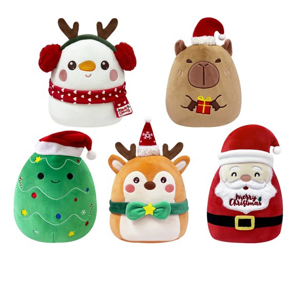 Oreiller en Peluche Sapin de Noël de 9,8 Pouces - Peluche de Noël - Jouet en Peluche Sapin de Noël Doux et Mignon à Collectionner - Cadeau pour Enfants, Filles et Garçons (5 Pcs)