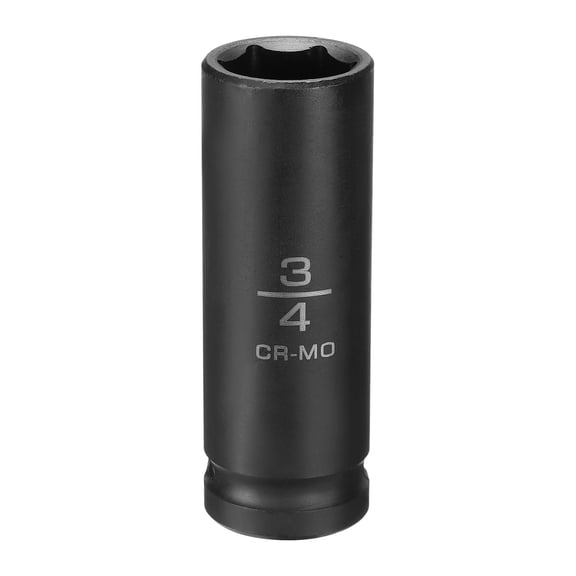 Uxcell 6 Point Shallow Impact Socket 3/4" Socket 1/2" Square Drive 78mm (3.1") Long 40cr Alloy Steel for Home Auto Axle Hex Nuts Bolts Repair, Black