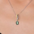 thumbnail image 3 of Gem Stone King 925 Silver and 10K Yellow Gold Green Mystic Topaz and Lab Grown Diamond Pendant Necklace for Women | 1.03 Cttw | Gemstone November Birthstone | Octagon 7X5MM | With 18 inch Chain, 3 of 6