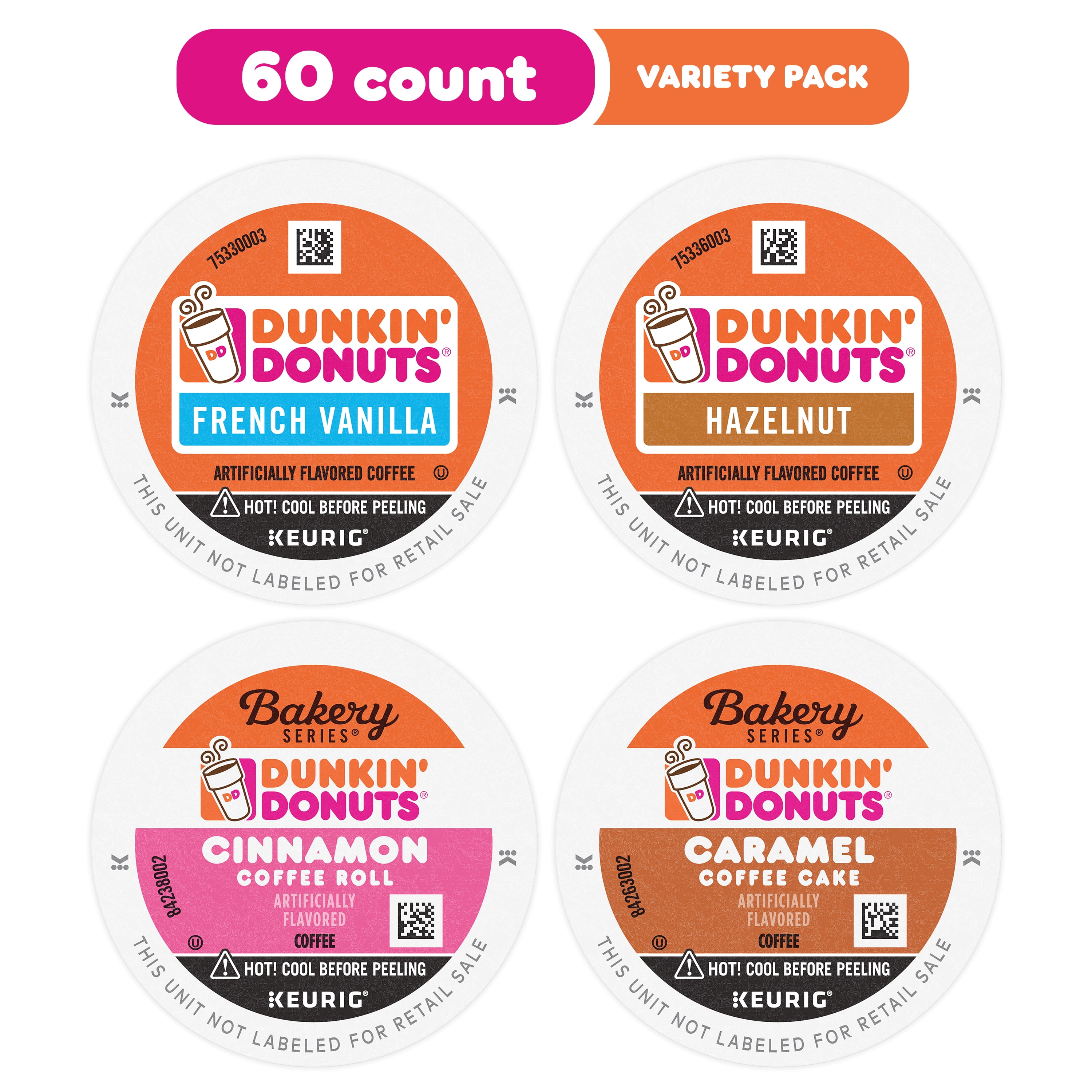 Dunkin’ Mixed Flavor Coffee Variety Pack, Keurig KCup Pods, 60 Count