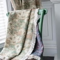 thumbnail image 4 of 2 Pcs Boho Green Floral Semi-Blackout Curtains with Rod Pocket Tassel 59" W x 87" L, 4 of 6