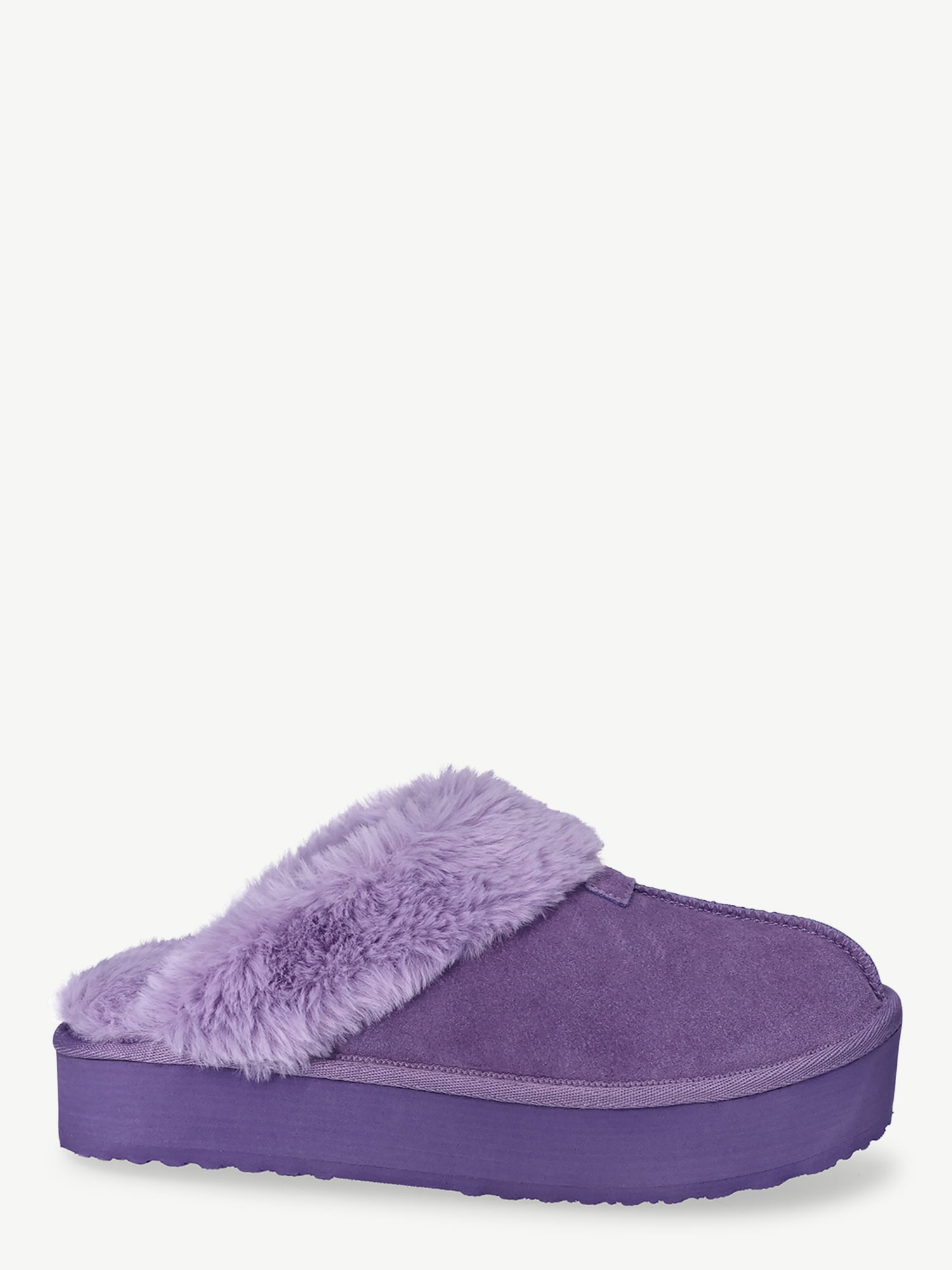 Joyspun Women's Genuine Suede Platform Slipper - Walmart.com