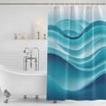 thumbnail image 3 of Turquoise Striped Shower Curtain, Waterproof Shower Curtains for Bathroom, Modern Abstract Art Wave Moire Gradient Washable Fabric Bathtub Curtain Set Bath Decor with 12 Hooks Stall 36"x72", 3 of 8