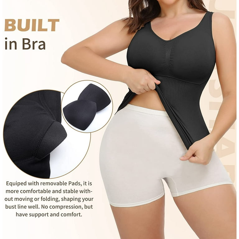 FITVALEN Women Shaper Cami with Built in Bra Shapewear Tank Top