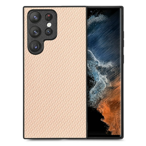 for Samsung Galaxy S25 Ultra Case, Carbon Fiber Leather Slim Protective Cover, Full Protection Strong Impact Resistance Smartphone Protection for Samsung Galaxy S25 Ultra, Khaki