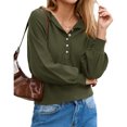 thumbnail image 2 of Long Sleeved Women Solid Color Button Down Casual Henley Sweater Knit Pullover, 2 of 6