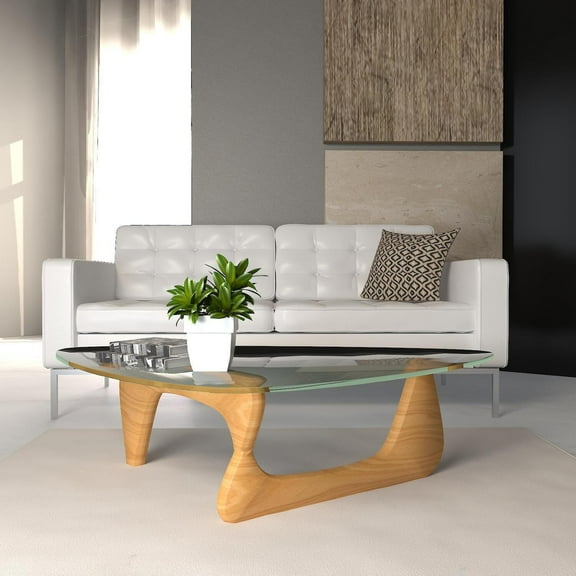 Vintage Coffee Table - Modern Living Room Table, Sculptural Accent Table, Unique Wood & Glass Design