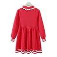 thumbnail image 5 of Godderr Kids Baby Girls Knit Sweate Dress Toddler Fall Winter Dress Lapel Dress Pullover Long Sleeve Lapel Knit Medium-Length Casual Dress for 2-8Y, 5 of 6
