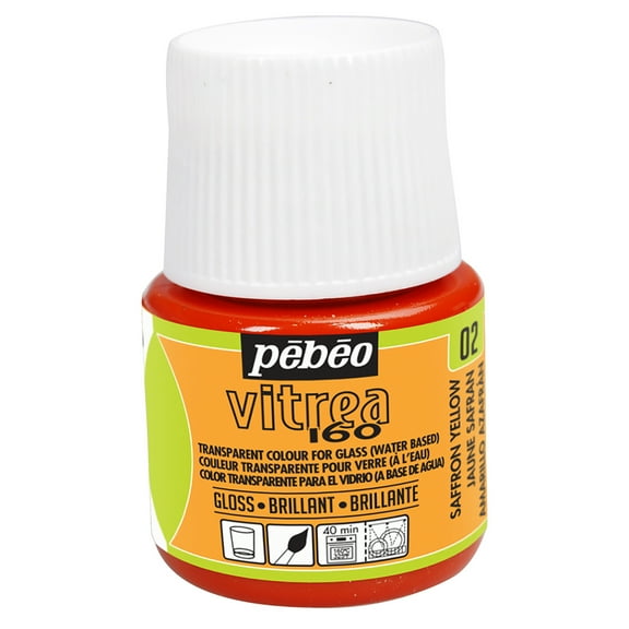 Pebeo Vitrea 160 Glass Paint, 45ml, Glossy, Saffron Yellow