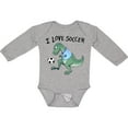 thumbnail image 3 of Inktastic I Love Soccer-Dinosaur in Blue Boys or Girls Long Sleeve Baby Bodysuit, 3 of 5