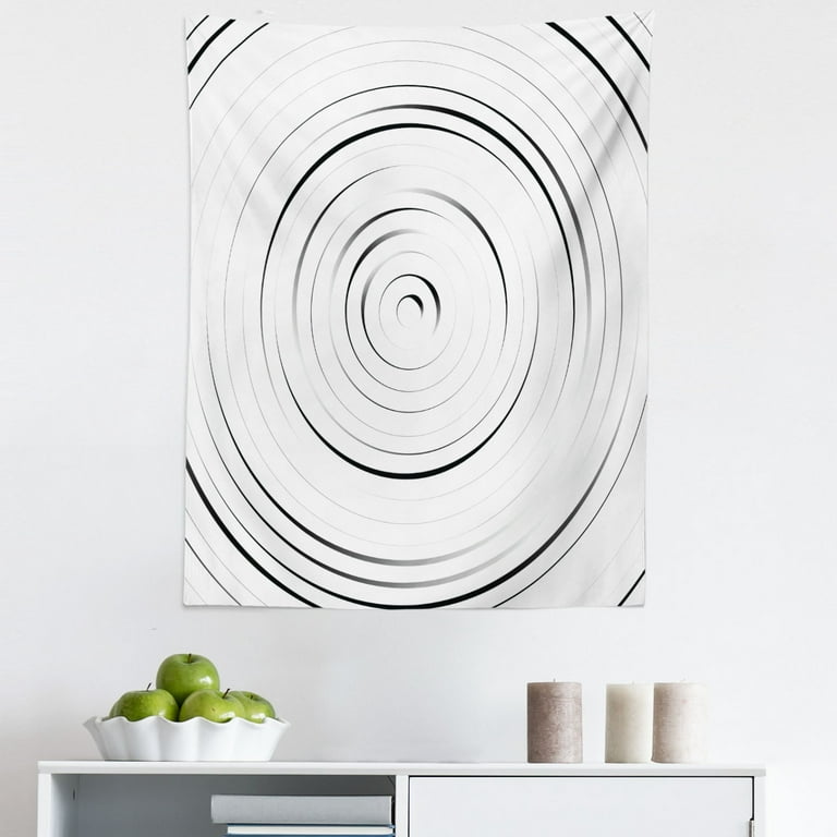 White Tapestry Rotary Spiral Ring Shaped Turning Simple Wheel Forms Modern Eddy Illustration Fabric Wall Hanging Decor for Bedroom Living Room Dorm