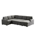 thumbnail image 5 of Bowery Hill Dark Gray Linen Fabric Sleeper Sectional Sofa with Storage Chaise, 5 of 6