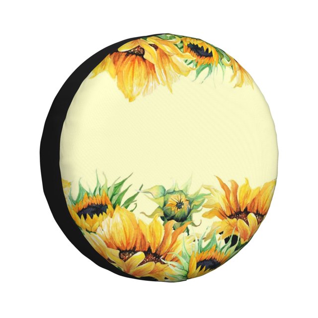 Lsque Sunflowers On A Yellow Background Pattern Tire Covers - Tough Tire Wheel Protector for Truck, SUV, Trailer, Camper, RV-16 inch